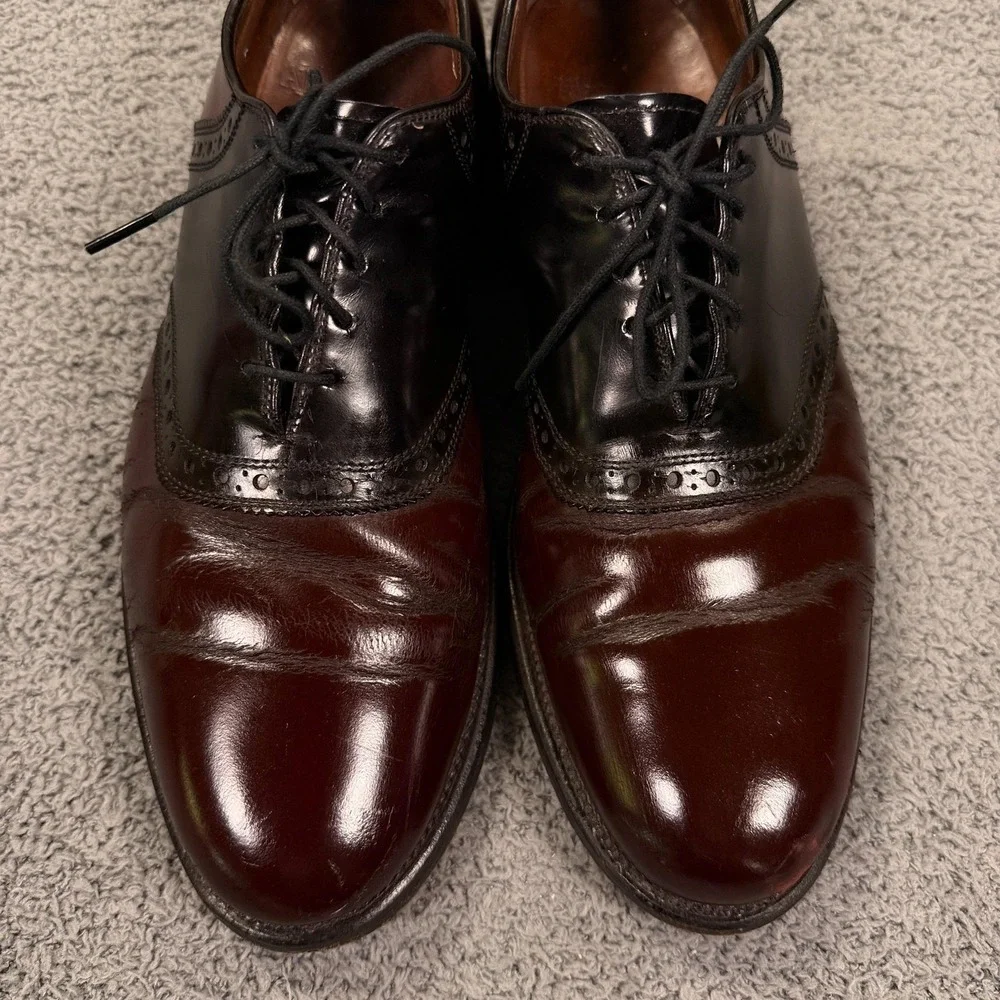 Allen Edmonds Polo Shoes Mens Size 9 Narrow Black Burgundy Spectator‎ Oxford USA